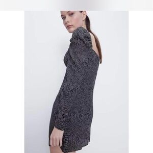Zara - Black and White Dotted Mini Dress